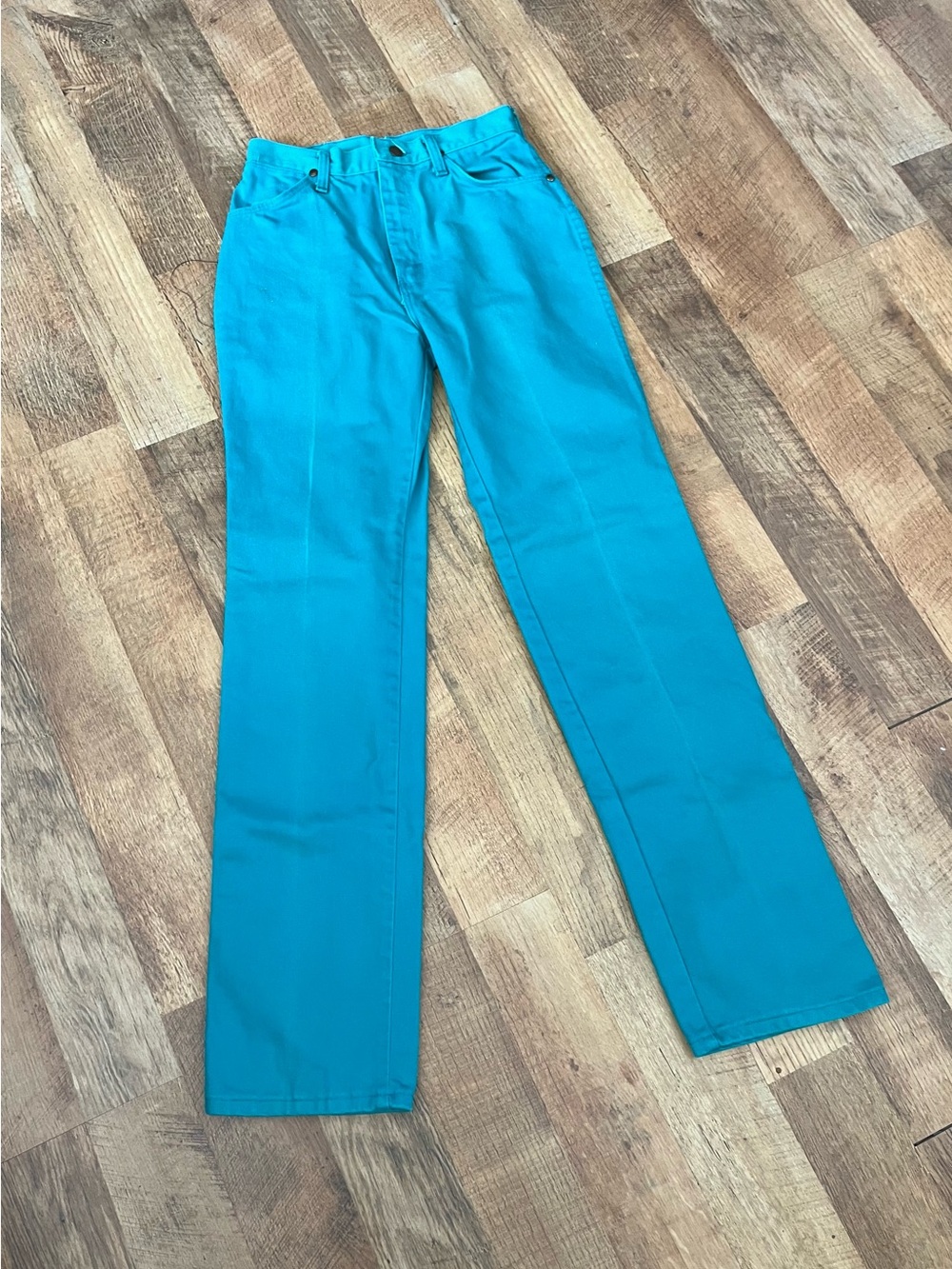 Wrangler Women’s Teal Flare Jeans vintage made in USA - Picture 2 of 13